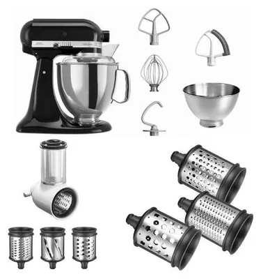 Produktbild von KitchenAid 5KSM175PS mit Gemüseschneider und 3 Zusatztrommeln