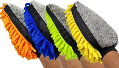 Produktbild von Auto-Reinigungsschwamm – Autoschwamm – Waschhandschuh – Reinigungsschwamm-Handschuh – 6er-Pack – 6 x zufällige Farbe