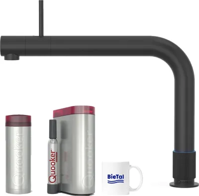 Produktbild von Quooker Wasserhahn Front schwarz & PRO3 Heißwasser & sprudelndes Wasser CUBE