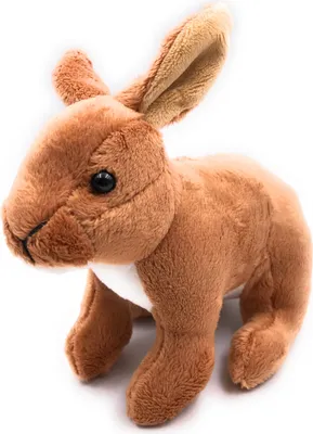 Produktbild von Onwomania Plüschtier Kuscheltier Stoff Tier Hase braun stehend Kaninchen 18 cm
