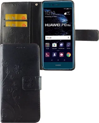 Produktbild von Schutz Hülle Blumen für Handy Huawei P10 Lite Schwarz