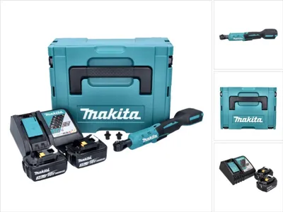 Produktbild von Makita DWR 180 RFJ Akku Ratschenschrauber 18 V 47,5 Nm 1/4" 3/8" + 2x Akku 3,0 Ah + Ladegerät + Makpac