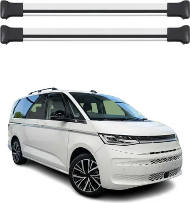 Image de Barres de Toit Transversales pour VW Multivan T7 2022-2025 Aluminium Gris