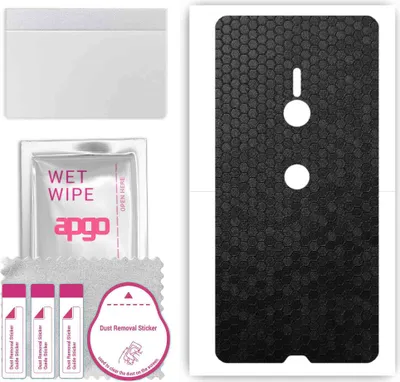 Produktbild von apgo Rückseite Schutzfolie, Skin, kompatibel mit Sony Xperia XZ3, Hinten Displayschutzfolie aus Vinylfolie, kratzfest, einfache Montage - Schwarze Honigwabe