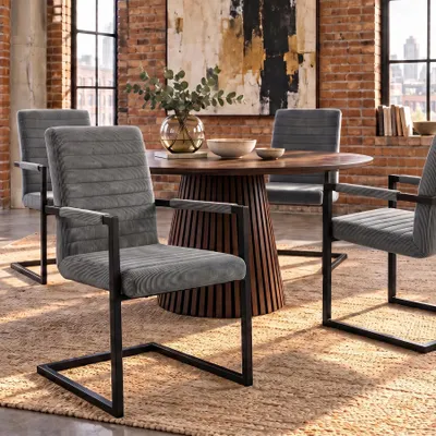 Produktbild von riess-ambiente Freischwinger LOFT grau schwarz Cord Eisen mit Armlehnen industrial