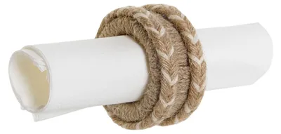 Produktbild von Serviettenring DKD Home Decor natürlich Jute Mango-Holz 6 x 3 x 6 cm 4 Stücke