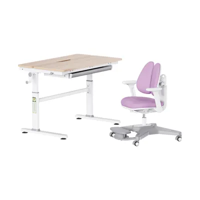 Produktbild von HOKO Kindertisch Schülerschreibtisch höhenverstellbar+ Lernstuhl Kinder Lern-Set 100×60cm, Neigbare Tischplatte, Schubladen, Mitwachsend