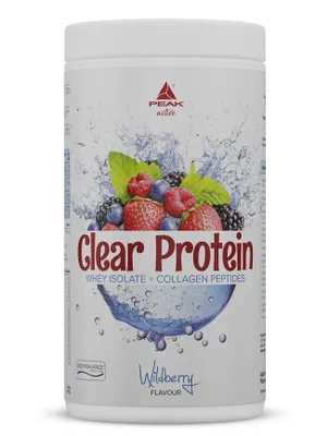 Immagine prodotto di Clear Protein - 450 g gusto Wildberry I 15 porzioni I proteine isolate del siero di latte di alta qualità + peptidi di collagene I BODYBALANCE