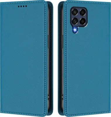 Produktbild von Handyhülle für Samsung Galaxy M53 5G, Kunstleder Klapphülle Stoßfeste Magnetische Hülle mit Ständer Blau