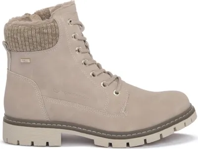 A single beige boot is shown against a white background.