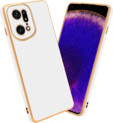 Immagine prodotto di Cadorabo custodia protettiva per Oppo FIND X5 PRO in bianco lucido - oro custodia flessibile TPU silicone copertura fotocamera protezione