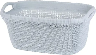 Produktbild von Hurver Waschkorb gestrickt 40 l hellblau