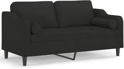 Imagen del producto de Sofá de dos plazas con cojines decorativos, pequeño sofá con reposabrazos y patas de metal, sofá tapizado, mueble para sentarse ideal para salones y dormitorios, 158x77x80 cm, color , tapizado en tela