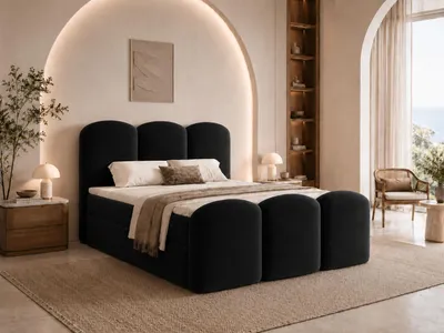 Produktbild von Emlar Boxspringbett Royal 120x200 - Komplett-Set mit Matratze und Topper - Polsterbett mit Bettkästen - Boxspringbett Schwarz (Magic Velvet 2219)