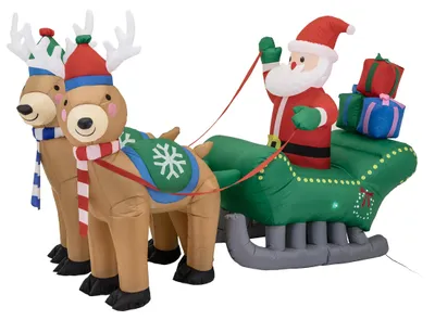 Produktbild von Aufblasbarer Weihnachtsmann, Schlitten, Rentier – aufblasbare JUMIhome-Weihnachtsdekoration