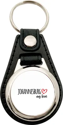 Produktbild von Huuraa Schlüsselanhänger Johannesburg my love Metall mit Kunstleder Schlüsselring Einkaufswagenchip Geschenkidee