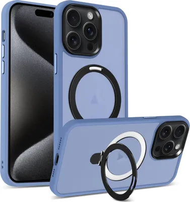 Produktbild von Conie Magsafe Schutzhülle für iPhone 16 Pro Max Kunststoff Hard Case Magnet Cover Hülle mit Aufstellfunktion in Blau matt