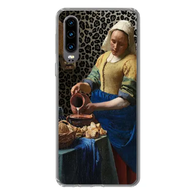 Produktbild von MuchoWow® Handyhülle Schutzhülle Hülle für Huawei P30 Milchmädchen - Kunst - Pantherdruck - Vermeer - Gemälde - Alte Meister Silikon Softcase Handy Hülle - Kartenbesitzer
