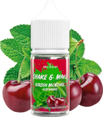 Produktbild von Belissia Shake and Make Kirsch-Menthol Refill - 30 ml hochdosiertes Lebensmittelaroma - zum Nachfüllen - Für Backen, Speisen, Getränke, Shakes, DIY uvm