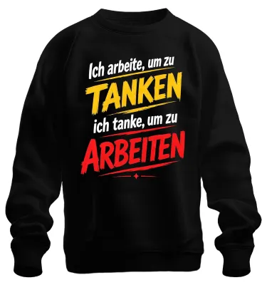 Obrázek produktu pro Mikina s nápisem 'Pracuji, abych si natankoval, tankuji, abych si' – sarkastické prohlášení, černá, M