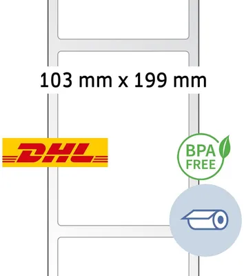 Produktbild von Rollenetiketten 103x199mm Thermo DHL-Versandetikett weiß VE=8x800 Stück