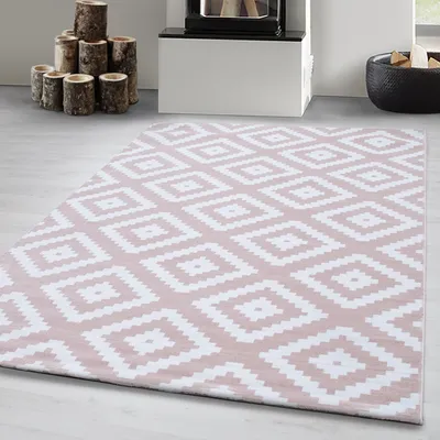 Produktbild von Carpetsale24 Modern Designer Teppich Wohnzimmer Trendmuster, Kurzflor Teppich Rechteckig Weich und Pflegeleicht, Grösse: 80x150 cm