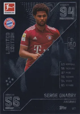 Produktbild von Match Attx Bundesliga 2021/22 Fußball-Sammelkarte Limited Edition, LE1 - Serge Gnabry
