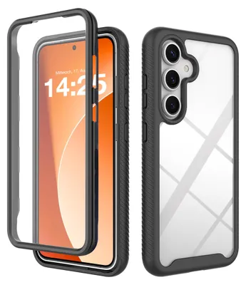 Produktbild von 360 Grad Premium Handy Hülle für Samsung Galaxy S24 Front Back Cover Case Bumper Rundum Vollschutz Schwarz