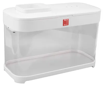 Image de Aquarium intelligent, blanc, écologique, petit, pour bureau. Comprend un éclairage LED et un système de filtration pour une utilisation à domicile