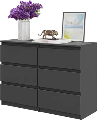 Produktbild von FURNICA - GABRIEL - Kommode / Sideboard mit 6 Schubladen - Anthrazit Grau / H71cm B100cm T33cm