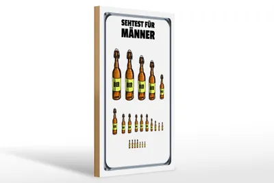 Produktbild von Holzschild Alkohol 20x30cm Sehtest für Männer Bierflaschen