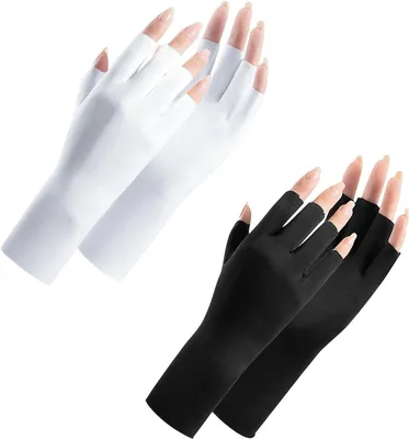 Imagen del producto de Guantes de protección UV para mujer, 2 pares, con dedos parcialmente descubiertos, transpirables, ideales para el verano y actividades al aire libre
