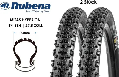 Produktbild von 2 Stück 27.5 Fahrrad Reifen MITAS Hyperion Bike Tire 27.5x2.10 Tubeless Ready 54-584