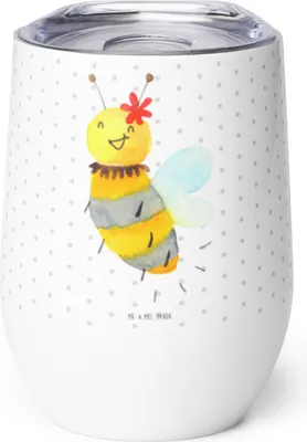 Produktbild von Mr. & Mrs. Panda glühweinbecher Biene Blume - Weiß - Geschenk, thermosbecher, kaffee tasse, Thermobecher, Thermo Becher, Weinbecher