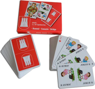 Produktbild von Rommé, Canasta, Bridge, Poker, Skat Kartenspiel im Hamburg Design, 2 Decks à 55 Karten