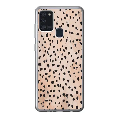 Produktbild von MuchoWow® Handyhülle Schutzhülle Hülle für Samsung Galaxy A21s Polka dots - Schwarz - Marmor Silikon Softcase Handy Hülle - Hartschale