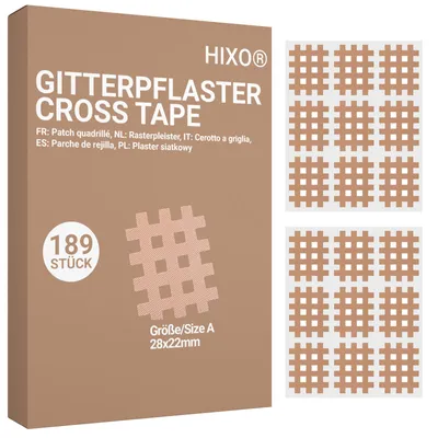 Produktbild von HIXO 189x Gitterpflaster Gittertape Crosstape Akupunktur Pflaster (Größe A)