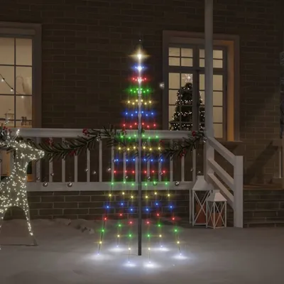 Image de Meuble Sapin de Noël LED pour mât de drapeau Multicolore 108 LED 180 cm - Guirlandes de Noël 343521