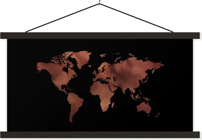 Produktbild von MuchoWow® Textilposter Weltkarte - Leder - Rosa 120x60 cm mit schwarzem Rahmen - Dekoration Schlafzimmer