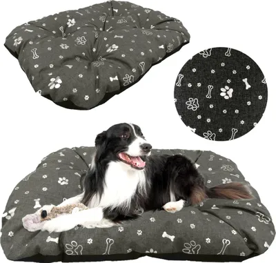 Produktbild von Hundematte Hundebett 70x50 cm Katzenbett Hundesofa Hundekissen Hundekörbchen Knochen Silber