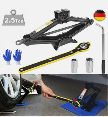 Produktbild von Wagenheber 2,5T Scherenwagenheber mit Ratsche / Radmutterschlüssel PKW/SUV/MPV