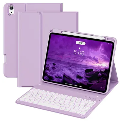 Image de Coque avec clavier pour iPad A16, 11 pouces, 10ème génération, 2025, 2022, 11 pouces. Compatibilité parfaite. Couleur : lavande