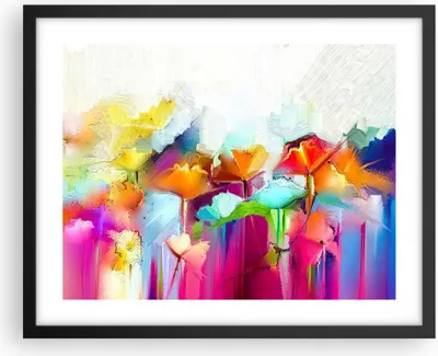 Produktbild von Gerahmtes Poster - Schwarzer Rahmen - Blumen Wiese Sommer - 50x40 cm - Wand Bild - Wanddeko - Wandbilder - Kunstposter - Wandposter - Bilderrahmen - Bilder - Kunstdruck - Wandbild - P2BAA50x40-4095