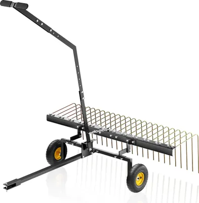 Image de Wiltec Scarificateur Autoporté Noir 60" Largeur de travail 148 cm 3 Points Fixation Rotation à 360 degrés Démousseur Tracteur Tondeuse Quad Peigne Déchaumeuse Gazon Aération Sol