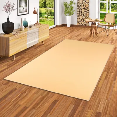 Produktbild von Basic Velours Teppich Carla Sand Gelb, Größe:80x240 cm