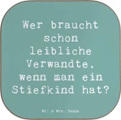 Produktbild von Mr. & Mrs. Panda Untersetzer Glas Spruch Stiefkindliebe - Meeresbrise - Geschenk, Patchworkfamilie, Coaster, Gläser, persönliche Erinnerungen, Holzuntersetzer, Dankeschön