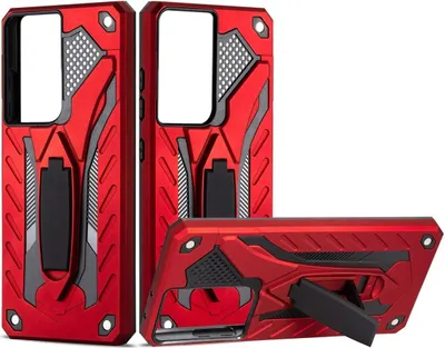 Produktbild von König Design Hülle kompatibel mit Samsung Galaxy S21 Ultra Kunststoff Soft Handyhülle - Handy Case Rot