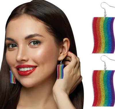 Produktbild von Regenbogen Schmuck Karneval Ohrstecker Eleganz Bunter Schmuck Statement-Accessoire Festlicher Ohrschmuck Glamouröse Ohrringe Farbpracht Karneval, Farbe: Mehrfarbig