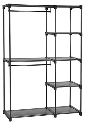 Immagine prodotto di Armadio aperto con 2 aste appendiabiti – Nero – 112 x 43 x 165 cm