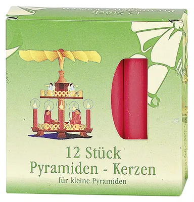 Immagine prodotto di Candela piramidale 10cm Ø1,7cm rosso confezione da 12 pezzi